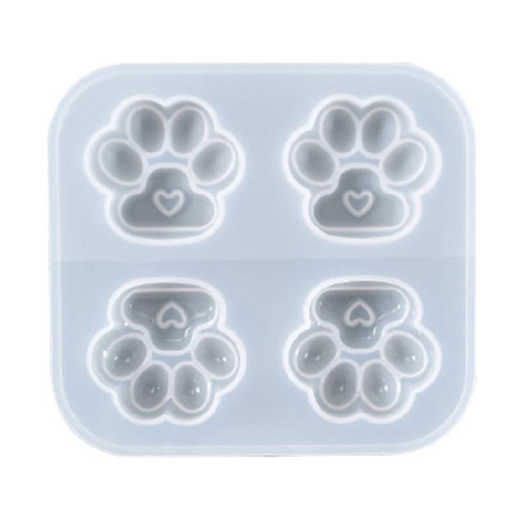 Love Cats Paws Silicone Mold with Hole Keyring Pendant Handmade Mold for Gift 1