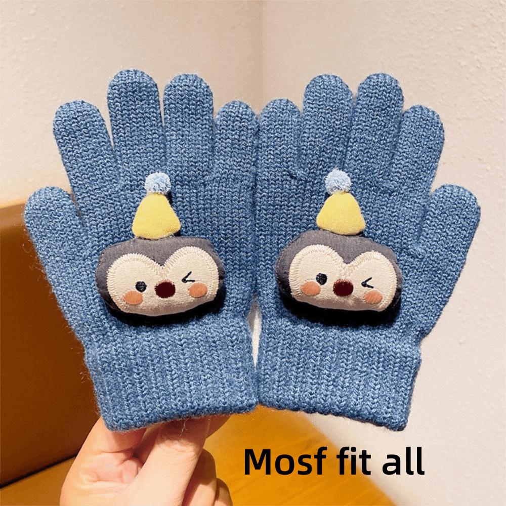 Candy Color Cute Animal Kids Knit Gloves Warm Full Finger Gloves  Riding
