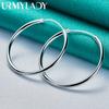 925 Sterling Silver 50 60mm Smooth Circle Earrings For Women Fashion Wedding Engagement Charm Jewelry