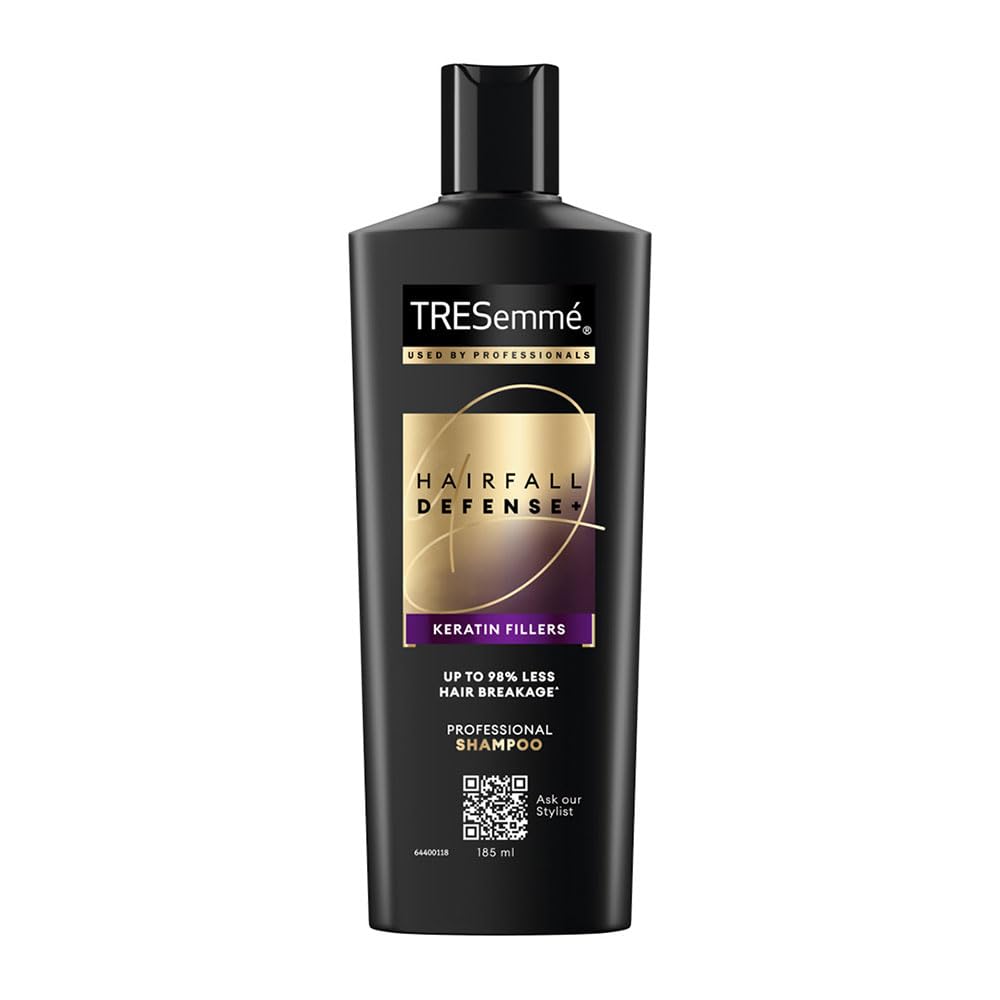 TRESemme Hairfall Defense+ Shampoo 180ml With Keratin Fillers | Longer and Stronger Hair | Prevents Hair Fall Due To Breakage | Paraben-Free