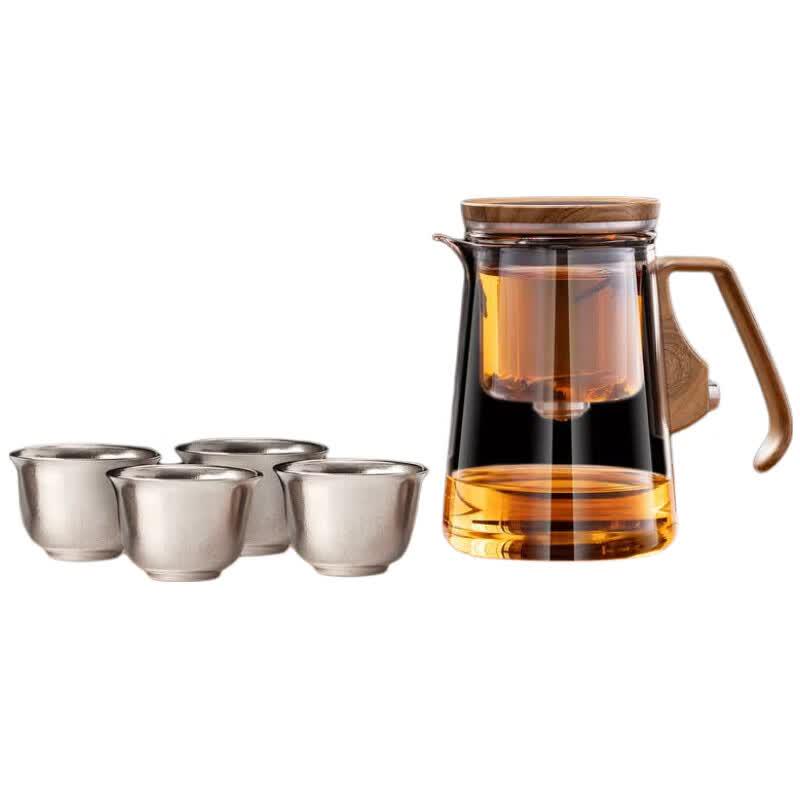 Стеклянный чайник и титановая чашка Yihucha, набор для чая