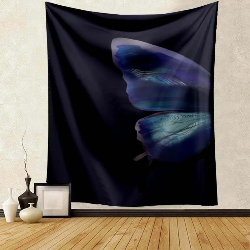 Exquisite Black Butterfly Print Tapestry Women Room  Fabric Decoration Wall Covering