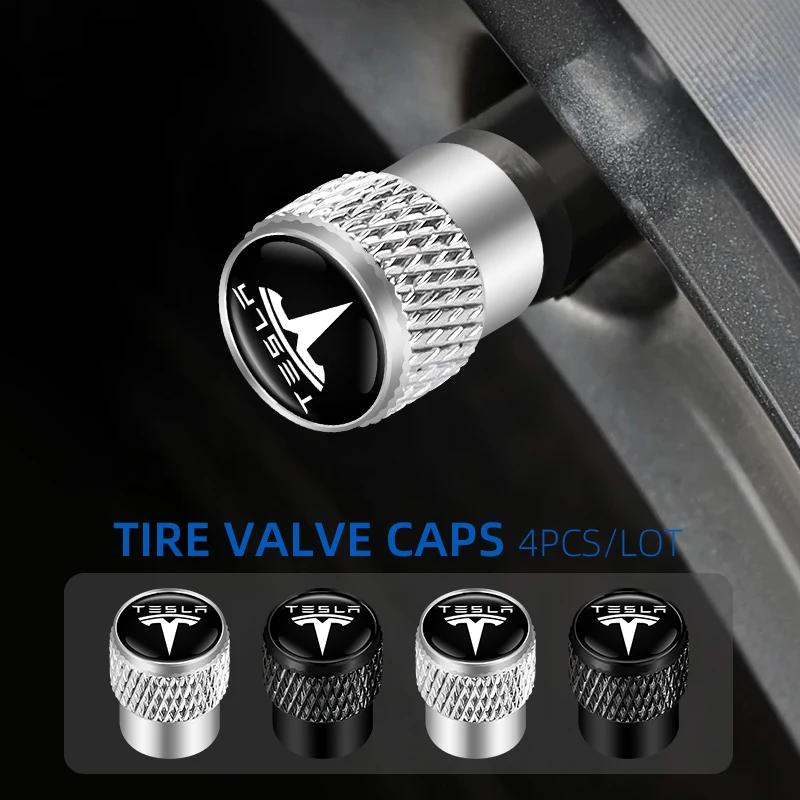 4Pcs Car Wheel Tire Valves Tyre Air Caps Case Car sticker For Tesla model 3 model X Y style Roadster Car Accessories