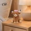 Healing Cartoon Animal Models Highland Cow Figurine, Resin Sitting Sculpture, Farmhouse Desk Matte Finish Crafts Decoration, Cute Statue for