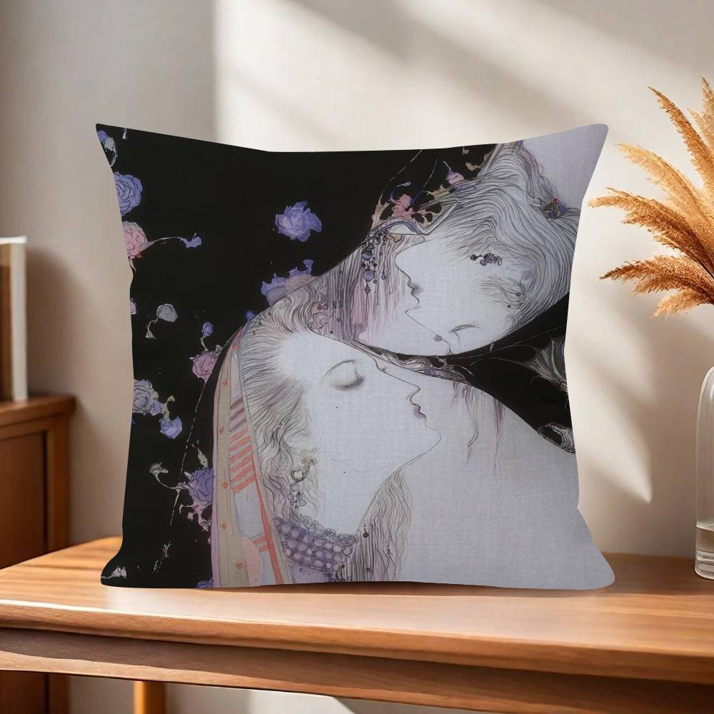 Painting YYoshitaka Amano Art   Pillow Gift Home Office Decoration Bedroom Sofa Car Cushion Cover case 45x45
