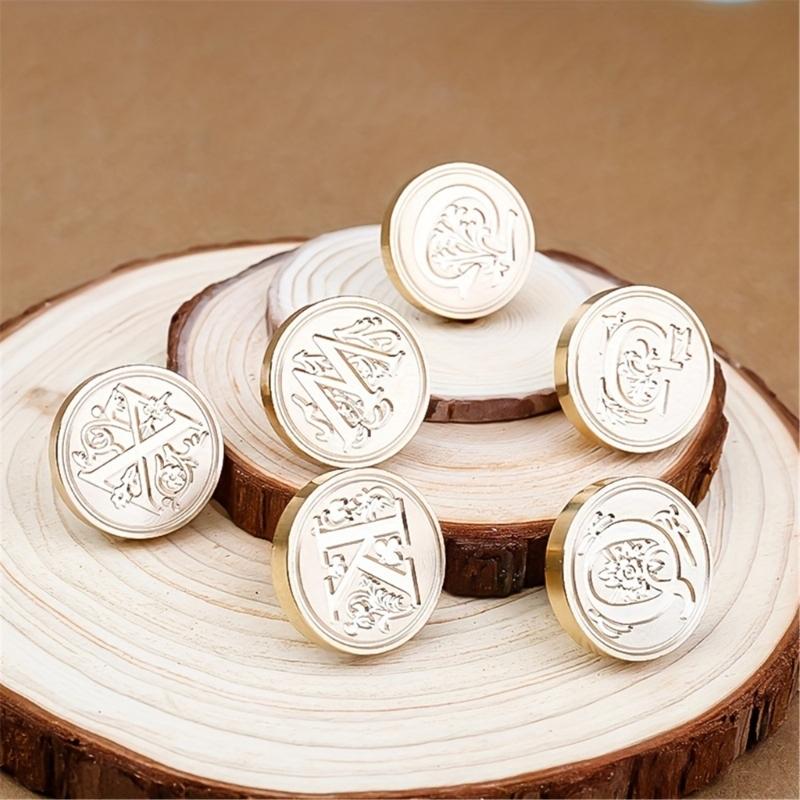 Sealing Wax Stamp Coppers Seals + 1Piece Wood Handle,Vintage Wax Seal Stamp Set for Envelops,Cards,Gift Wrappings