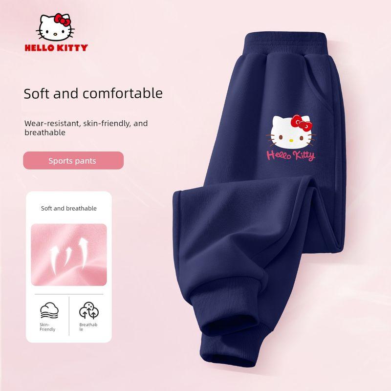 Pantalon pour Filles Hello Kitty Printemps et Automne 2026 Nouveau Pantalon de Sport pour Enfants Pantalon de Jogging Style Printemps Fin pour l'École