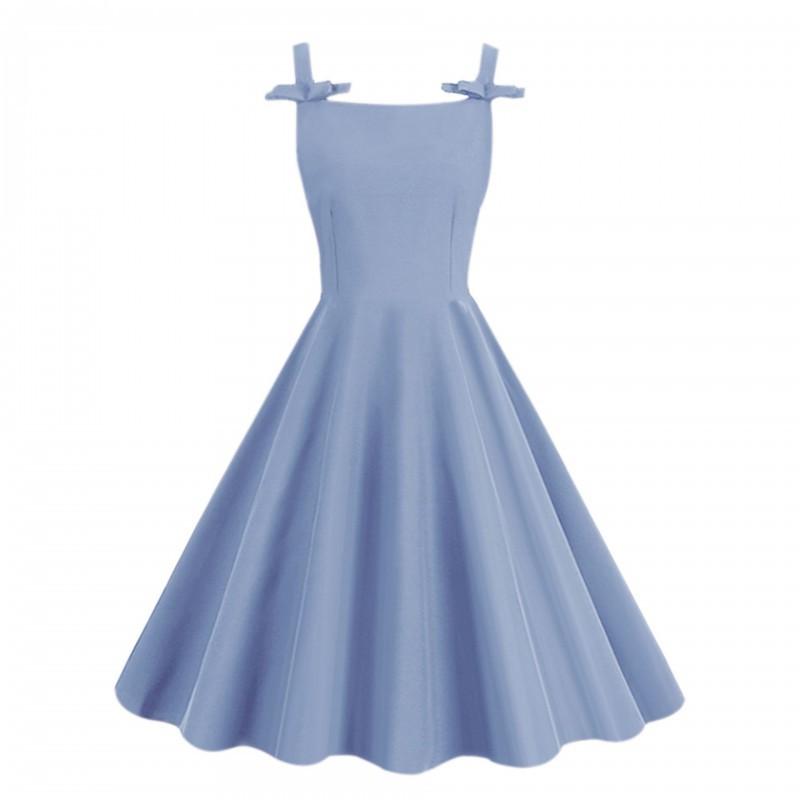 Sleeveless Vintage Hepburn Style Wrap Dress With Bow Detail A-Line Midi Women