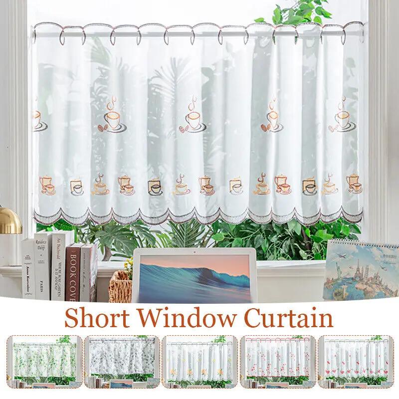 Cafe Kitchen Curtain Valance Window Door Sheer Net Voile Short Panel Home Decor Short Curtain for Cabinet Door Bedroom