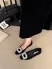 Xiaoxiangfeng Black Square Buckle Rhinestone Plush Mary Jane Shoes Winter Thick Heel Plush Commuter Shoes
