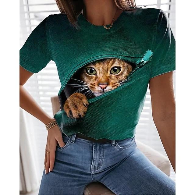 Fashionable 3D T-shirt for Women with Short Sleeves Casual and Comfortable Top T-shirts