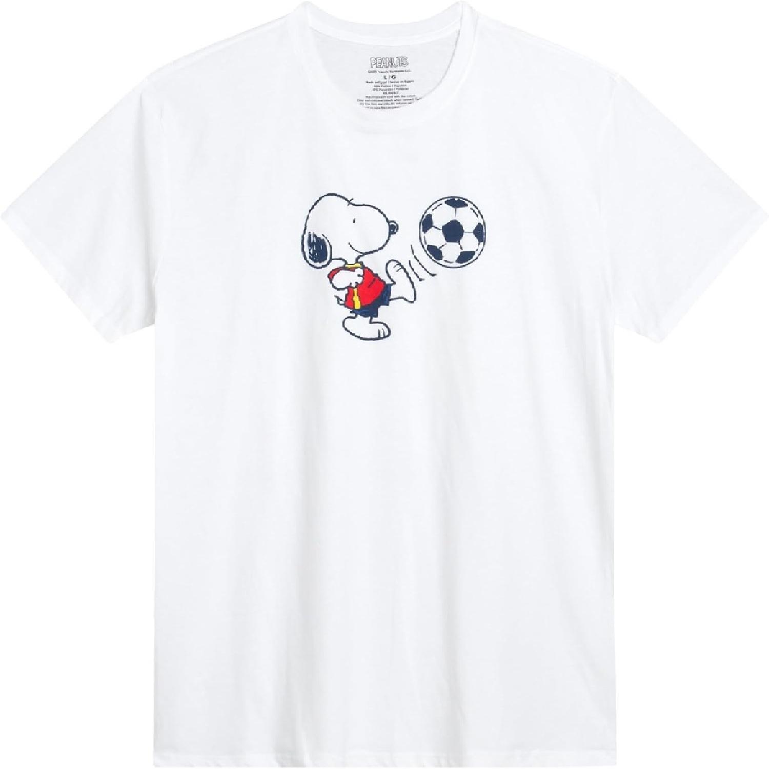 

Peanuts Mens T-Shirt - Snoopy All Over Print Crewneck Graphic Tees - Short Sleeve Shirts for Men (S-XL) XXXXXL білий