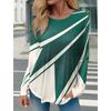 Fashion women's T-shirt 3D color blocked pattern long sleeved shirt