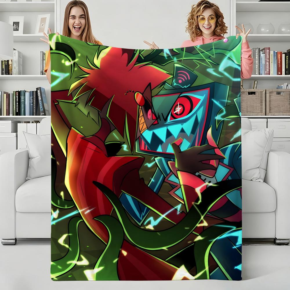 Animation H-HazbinHotel Throw Flannel Blanket Perfect for Sofa Office Bed Travel Sleep Read Relax Camping four season use