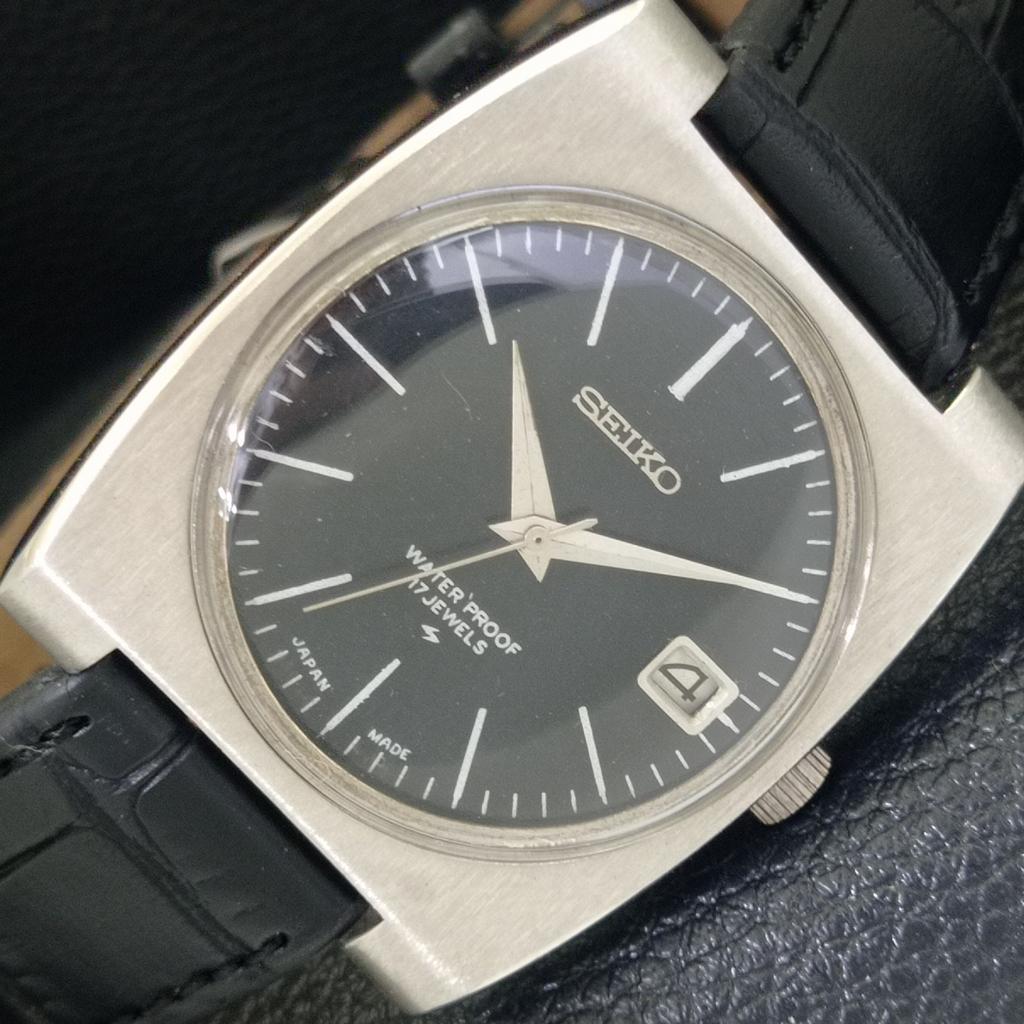 

SEIKO HAND-WINDING 6602B JAPAN MENS VINTAGE BLACK COLOR DIAL WATCH a703941-1 R213g-a703941