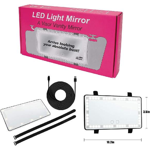 Car Sun Visor Vanity Mirror, Makeup Mirror With 3 Light Modes & 60 LEDs Rechargeable Led Light Car Mirror With Dimmable Touch Screen, Rear View