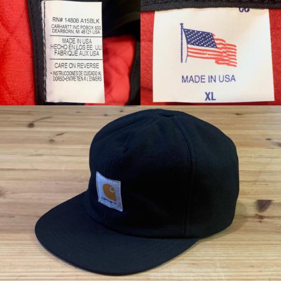 

[USED] Made in USA Carhartt Earflap Duck Cap, Black, Size XL