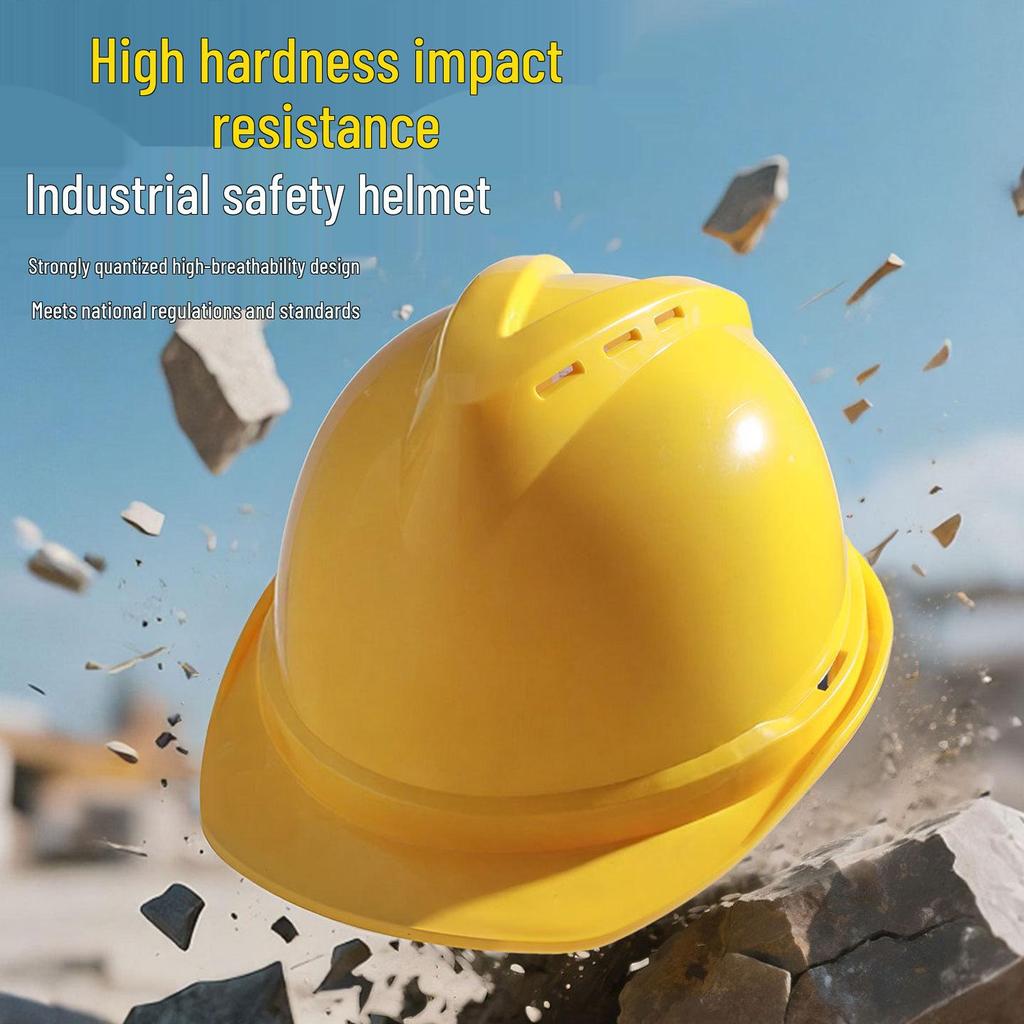 Skyddshjälm V-typ med järnhuvud, andningsbar, stötdämpande, för byggarbetsplatser