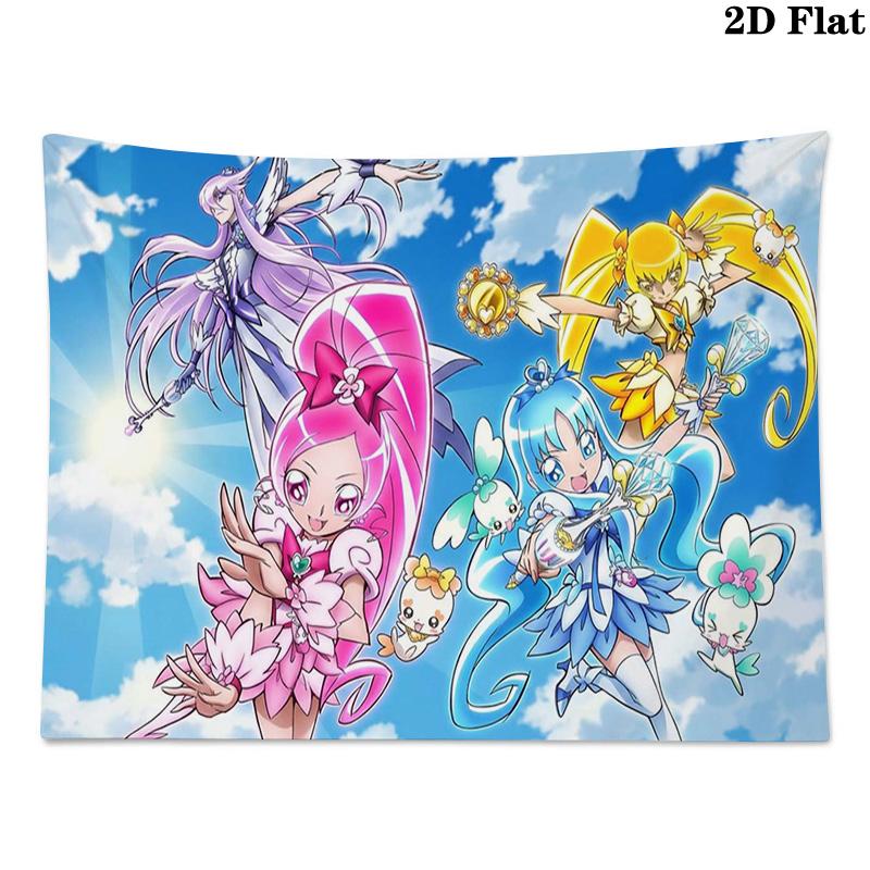 Hidden Key Precure Wall Tapestry Aesthetic Wall Hanging Printed Fabric Blanket Decorative Tapestries for Bedroom Living Room Home Decor