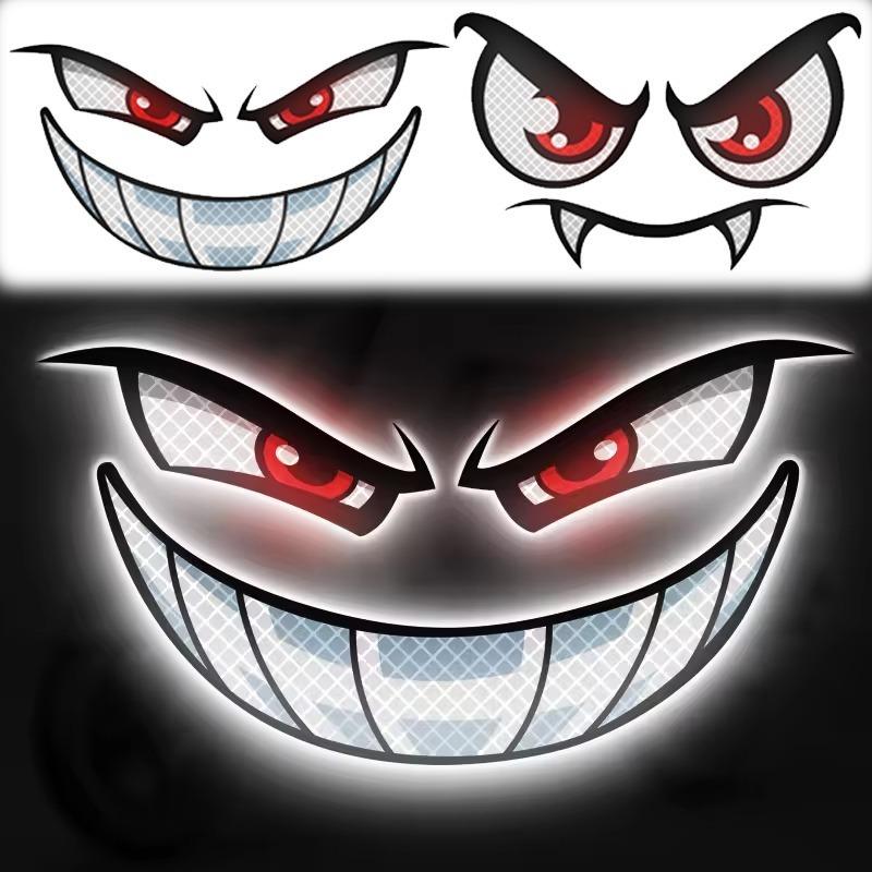 Reflective Film Decal Demon Eye Car Body Sticker Waterproof Vinyl for Car Motorcycle Helmet Scooter Night Safety Warning Sticker