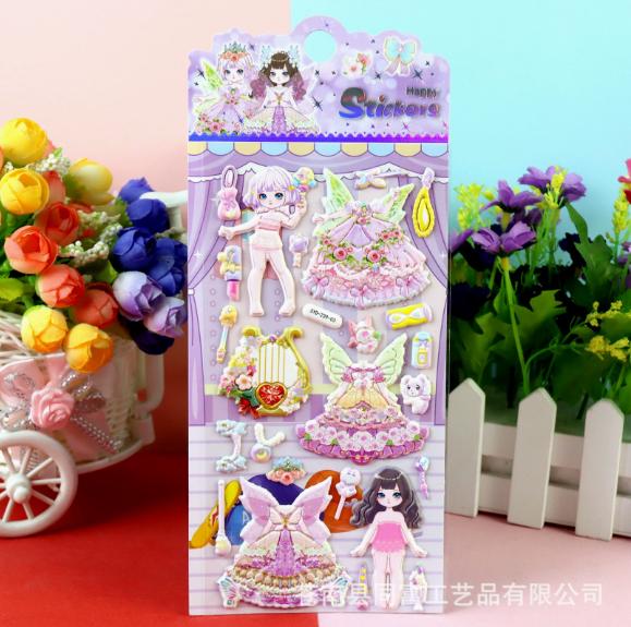 1Pcs Stickers Lovely Cartoon Girls 3D Kawaii Sticker Book Laptop Dress Up Stickers Kids Toys Pegatinas For Children Girl Gifts