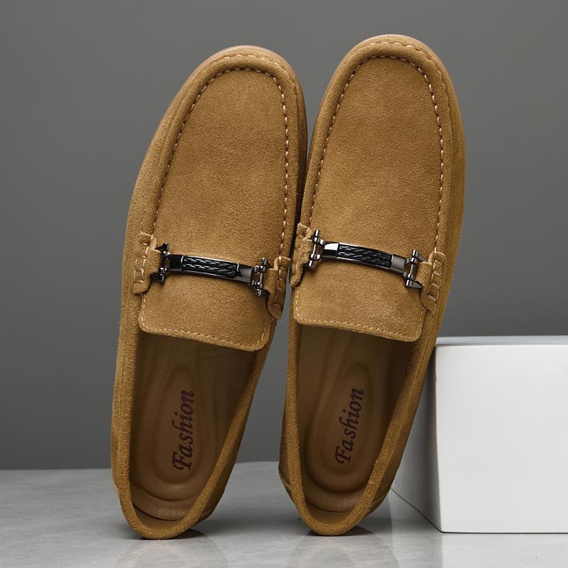 Fashion New Outdoor Men's Comfortable Soft Soled Non Slip Driving Shoes Fashion Brand Men's Spring Suede Casual Leather Shoes Bean Shoes