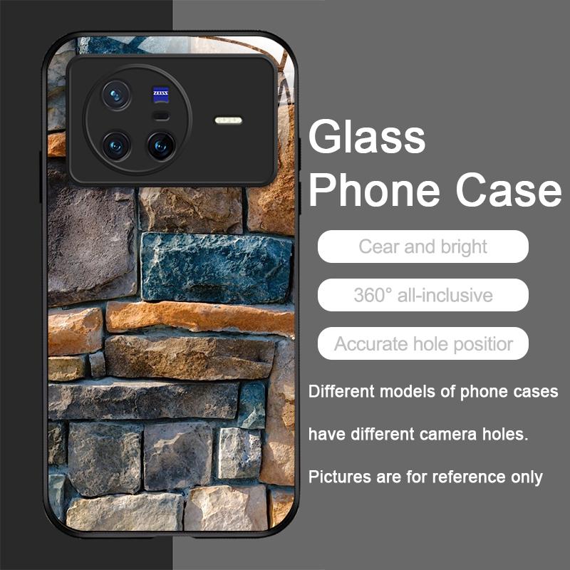 

Colorful Brick Texture Printed Tempered Glass Phone Case for OPPO Reno 13 F 12 11 Pro 10 SE Find X3 Lite X5 X7 Ultra A58 Covers OPPO Find X5
