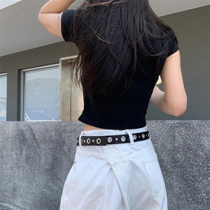 PU Belt Adjustable Double Row Star Grommet Waist Belt Woman Jeans Dresses Skirt Coat Decors Motorcycle Western Belt