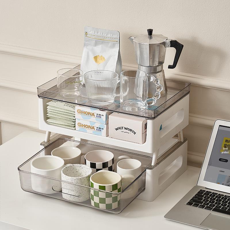Desktop Storage Rack and Cup Holder for Tea and Coffee Accessories