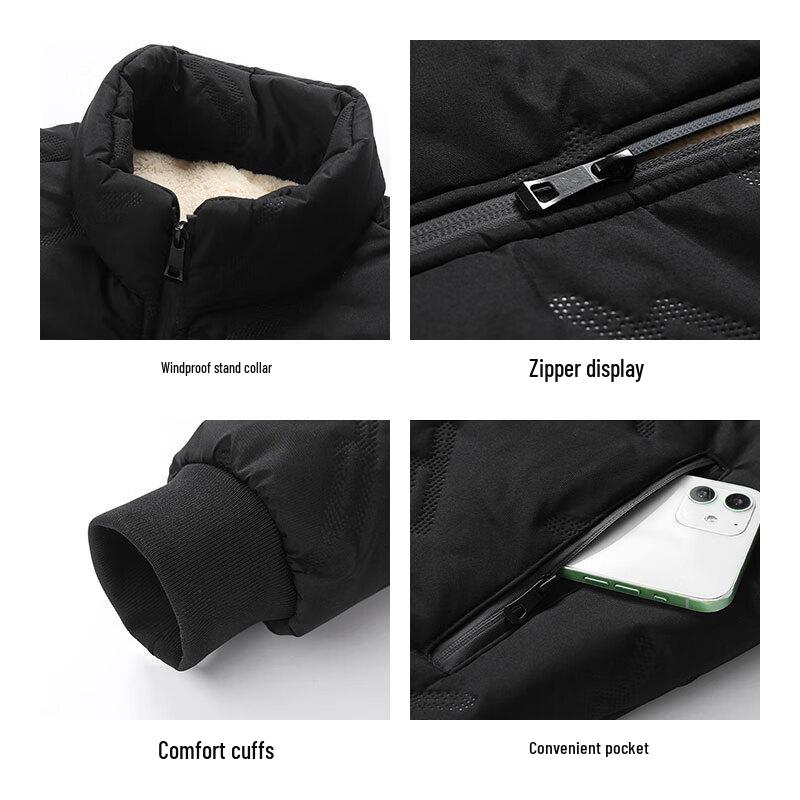 Men's Lamb Fleece Lined Winter Cotton Jacket