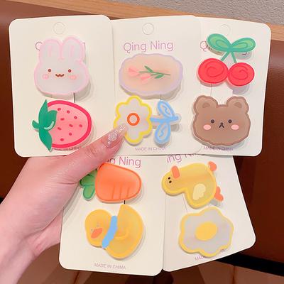 2 Stück Süße Neue Kirsche Acryl Cartoon Ente Neue Kopfbedeckung Haarspange Baby Mädchen Kopfschmuck Kinder Haaraccessoires