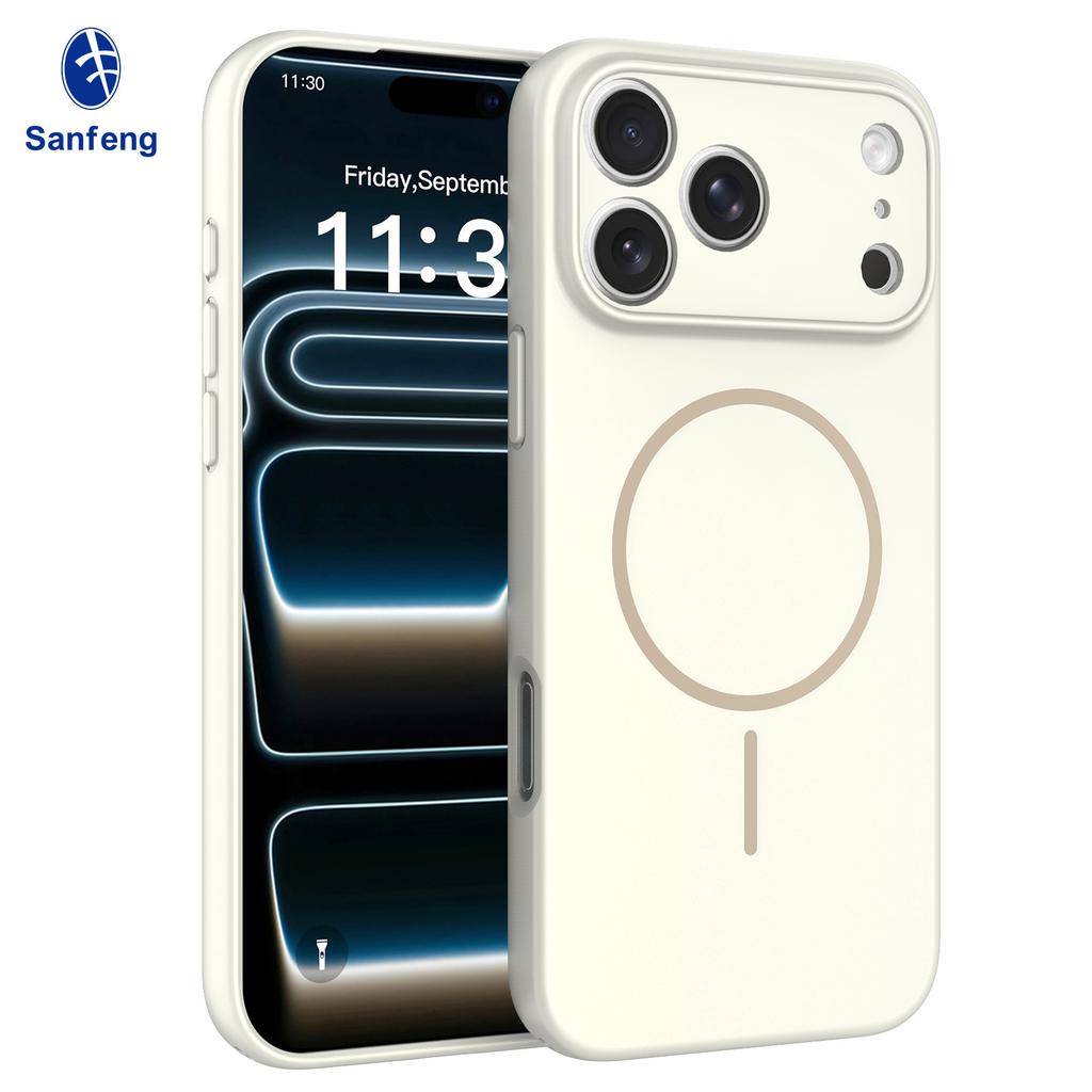 Applicable iPhone17 promax magnetic mobile phone case with lanyard hole anti-drop 16E Apple 15 matte protective case
