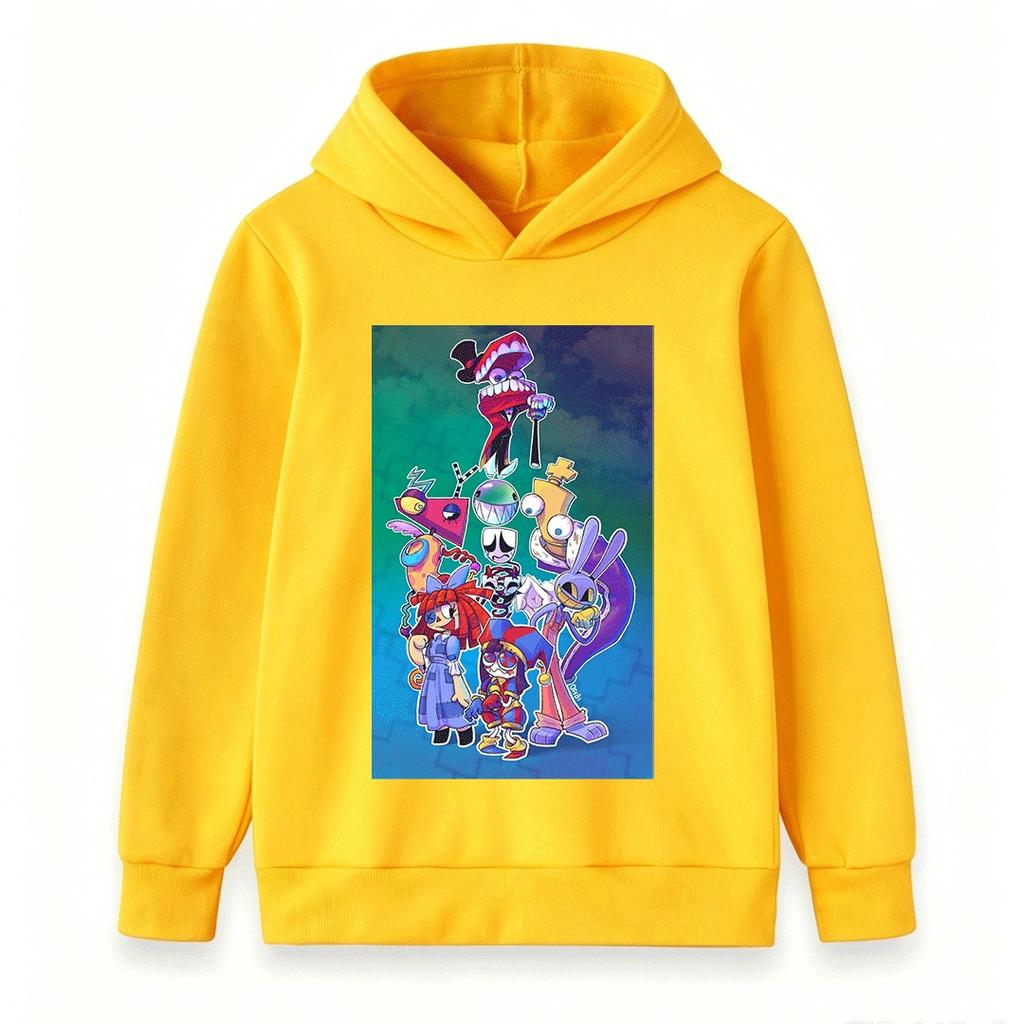 Kids Boys Girls The Amazing Digital Circus Print Hoodie Casual Long Sleeve Pullover Sweatshirt For Children Streetwear Tops