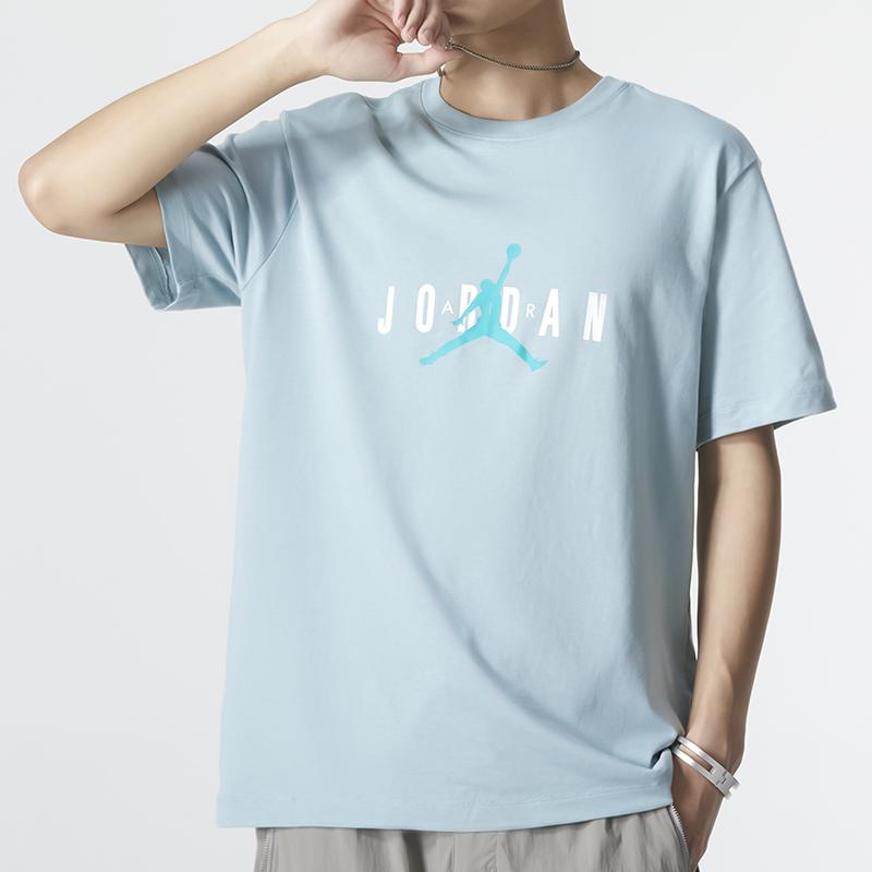 Air Jordan Logo Print Round Neck Casual Short Sleeve T-Shirt Men Tops Blue DM1463-366