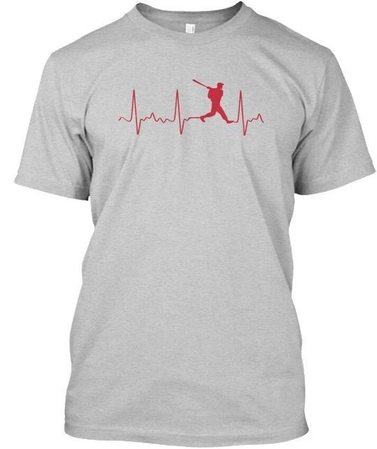 

Red Baseball Batter Heartbeat TTshirt Made in the USA Size S to 5XL S
