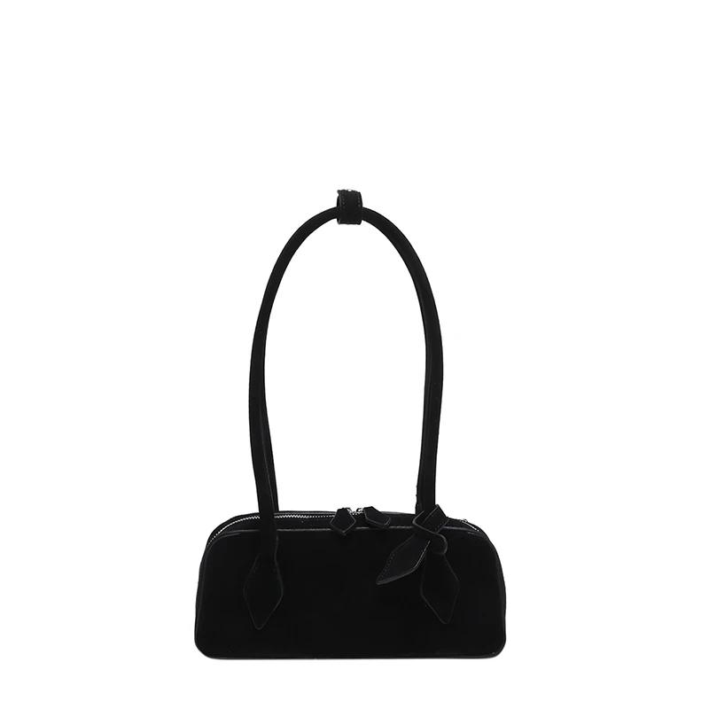 

Zipper Solid Color Bowling Shoulder Bags Fashiable Simple Women s Tote Bag Cute Maiden Underarm Sweet Top-Handle Bag чёрный