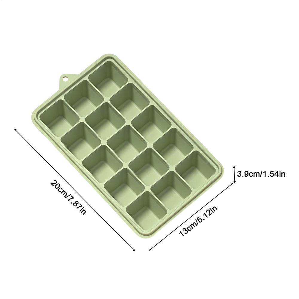 Square Silicone Ice Cubes Tray Mold 15-Grid With Lid Easy Release Food Grade Freezer Ice Molds Frozens Whiskey Ice Cubes Tray