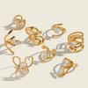 Yori Simple Line Design Open Ring for Women Golden Plated Cubic Zirconia Stainless Steel Finger Jewelry New Arrivals