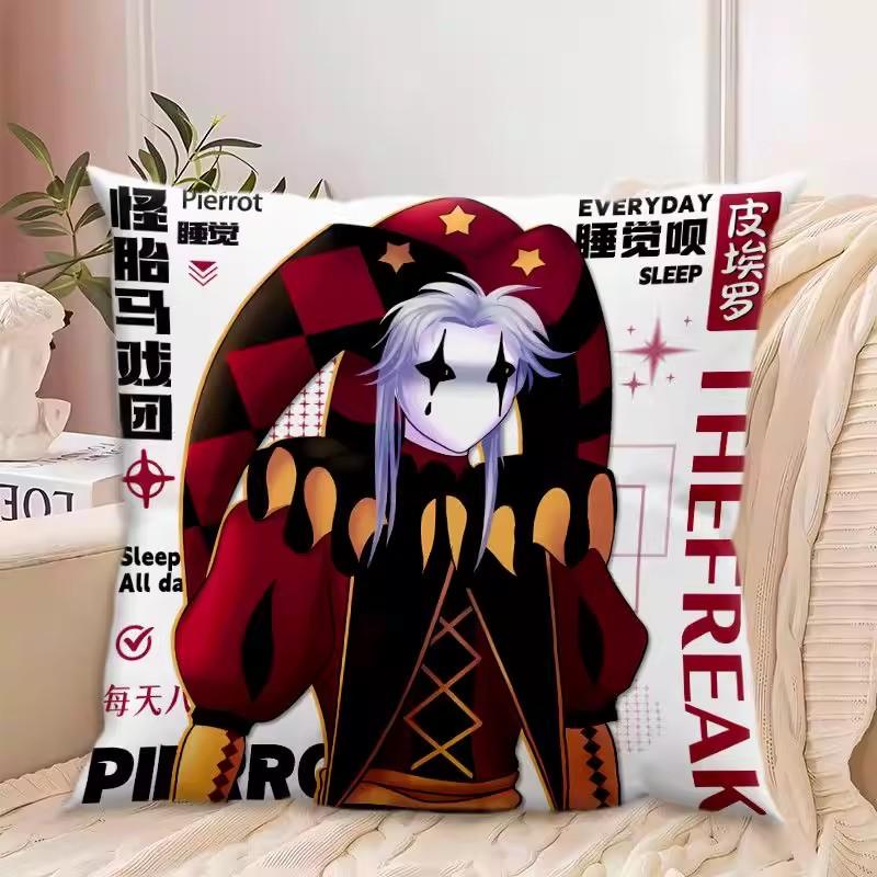 Hra The Freak Circus Pierrot Harlequin Cosplay Polštář na hodzení Pohovka Kancelářská Opěrka zad Obývací pokoj Dekorační 45X45cm Čtvercový