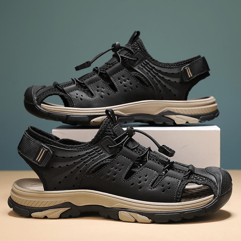 Classic Handmade Genuine Leather Sandals for Men Summer Outdoor Comfortable Breathable Beach Shoes Lightweight Casual Men Shoes