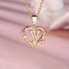 1 Pc Golden Color 26 English Letter Heart Necklace Rose Flower Pendant Wedding Band Jewelry Valentine's Day Gift
