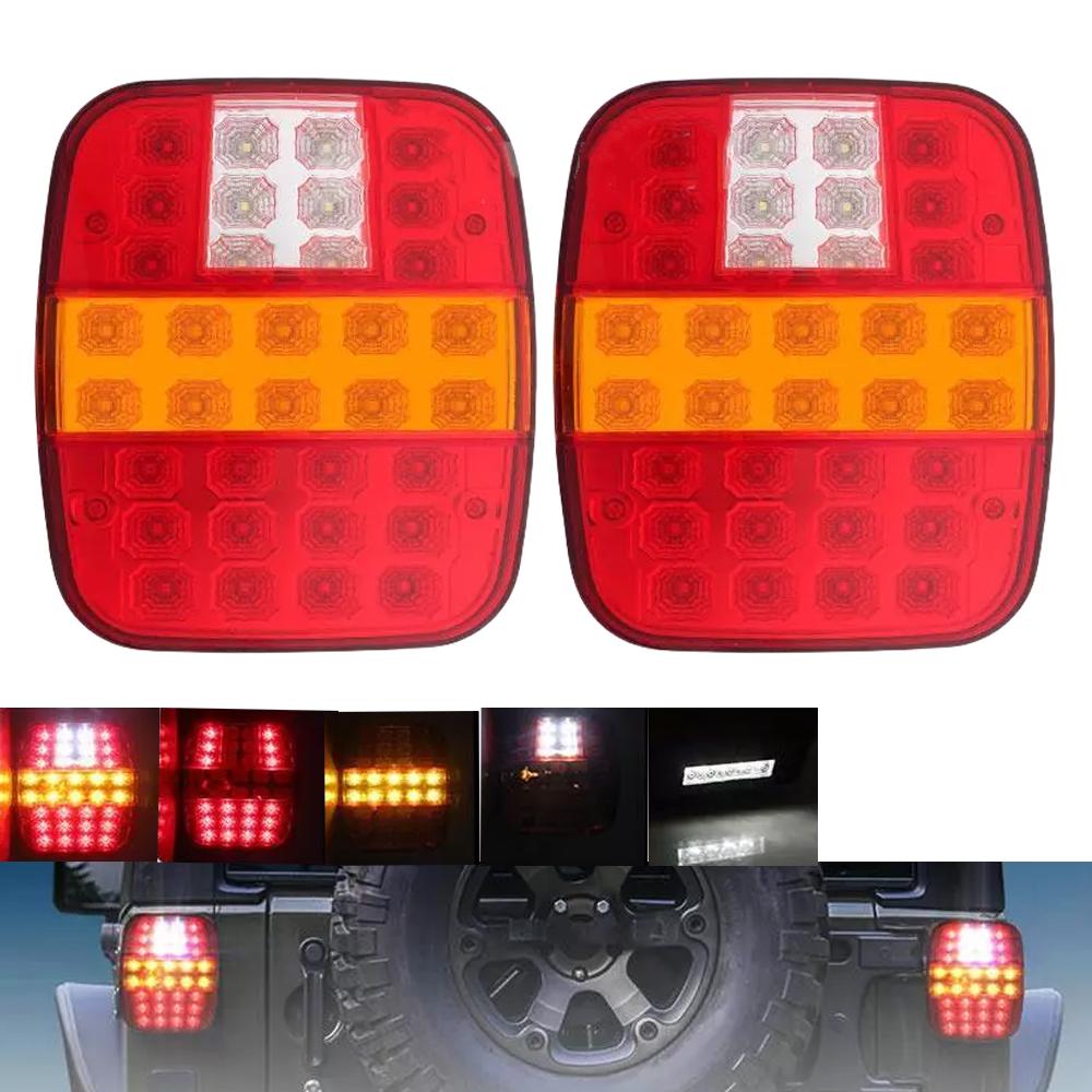 2x 12V 24V 39 LED Rear Brake Stop Turn Tail Light License Plate Lamp Truck Trailer Lorry Van For Ford Jeep Wrangler CJ YJ JK