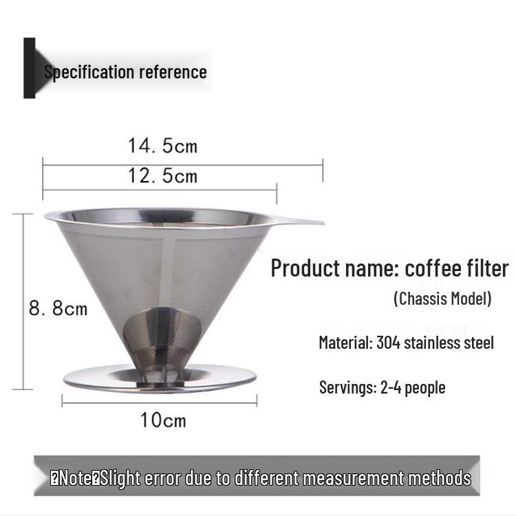304 Stainless Steel Double-Eared Tea and Coffee Strainer with Lid and Mesh Filter