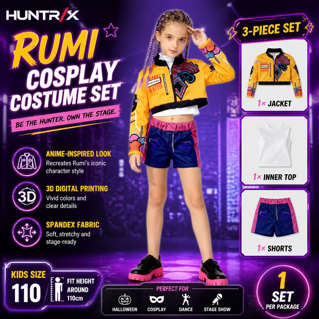 Girls' KPop Demon Hunters Rumi Cosplay Costume Set