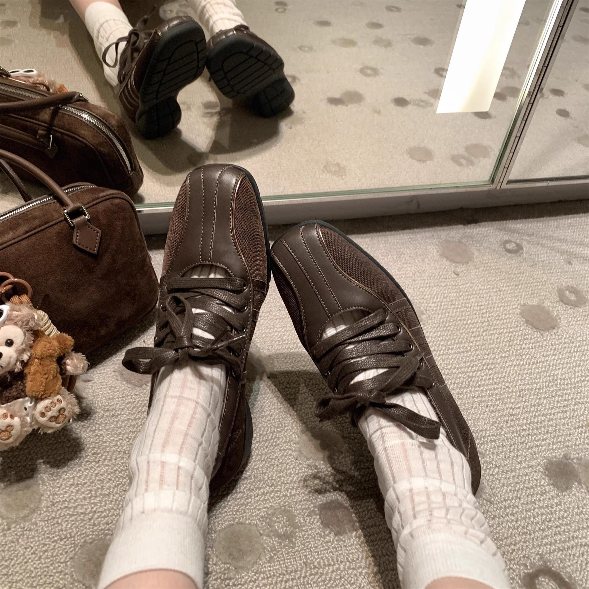 

Leather version~ British style loafers platform strap leather shoes women s thick heel Mary Jane single shoes ballet shoes 40