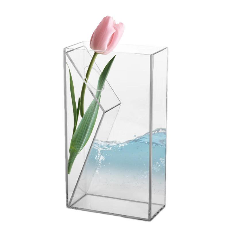 Clear Decorative Vase Floral Container Aesthetic Unique Elegant Shatter-Proof Modern Acrylic Flower Vase For Home Decor