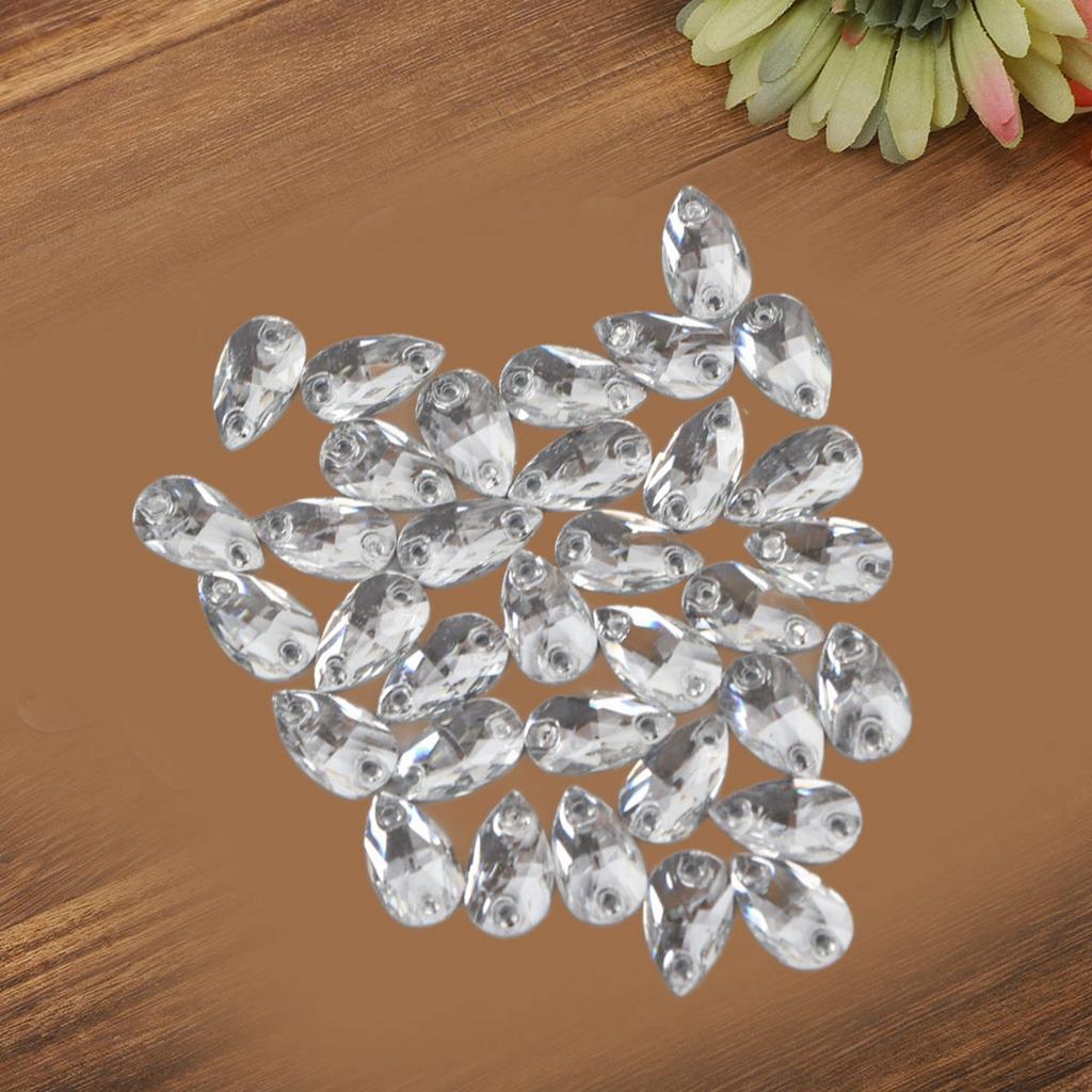 200 Pcs   Bd Acrylic Resin Drip Sewing Rhinestone Buttons 7x12mm Shoe Decoration less thanbr(  Coloured )
