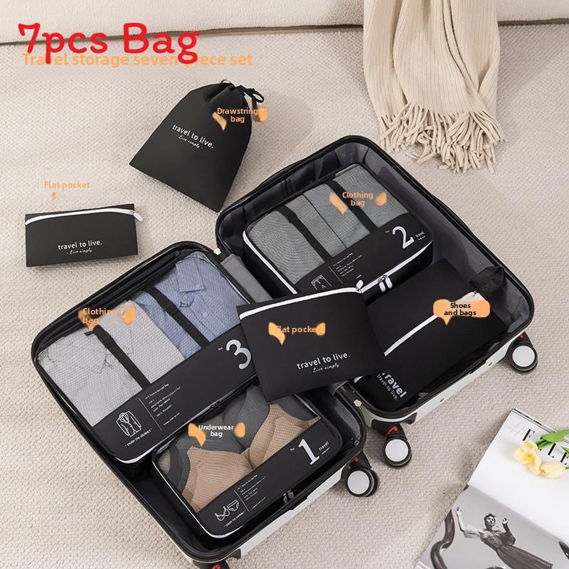 Travel Storage Bag Seven Piece Set With Polyester Material For Packing And Organization