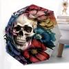 1pc Day of the Dead Skull & Flowers Artwork Automatic Opening and Closing Folding - A Good Choice for Gifts, Fashionable and Convenient Umbrella