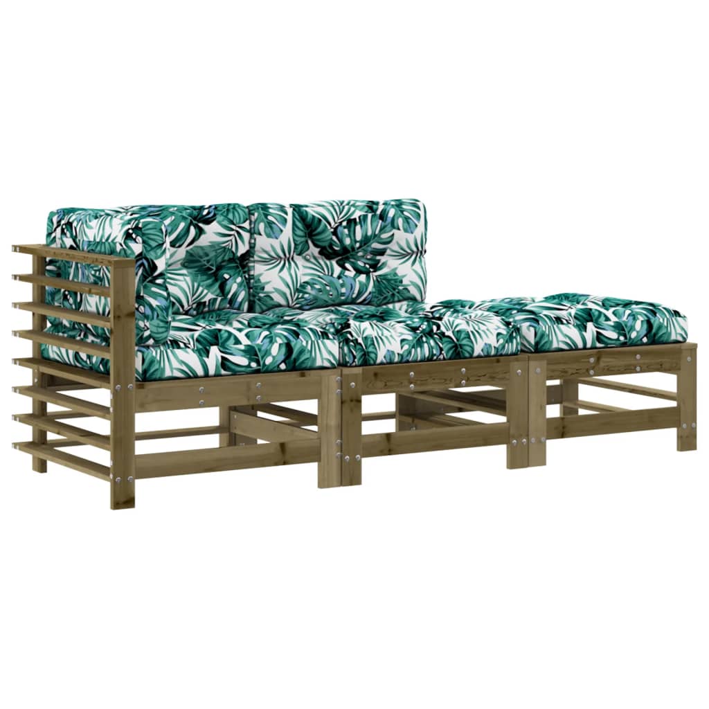 Vidaxl 3-Cz. Garden Furniture Set, With Cushions, Impregnated Pine